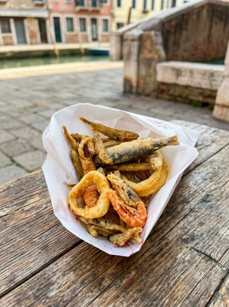 Fritto misto in a paper cone
