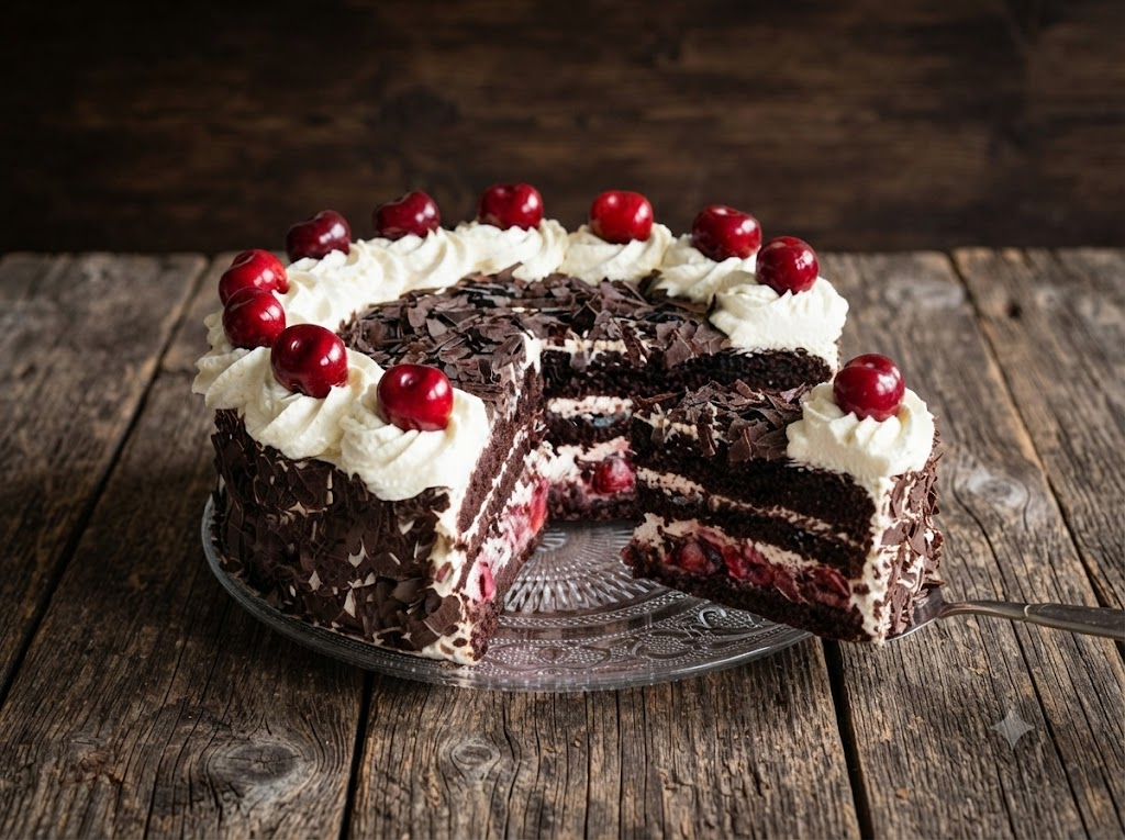 Berner Schwarzwälder-style black cherry torte